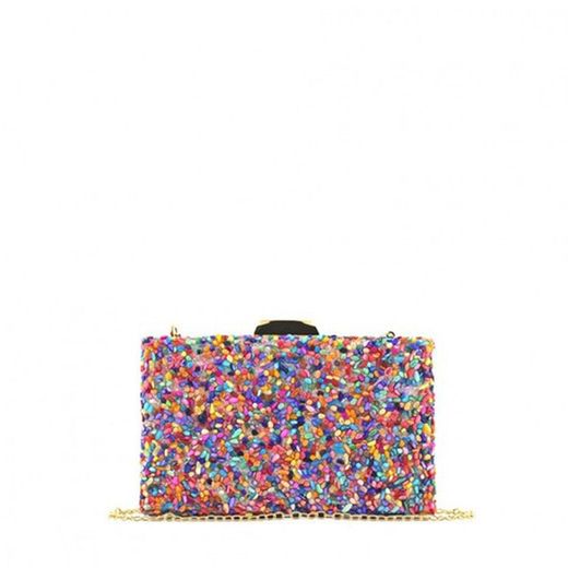 Bolso Fiesta Pedrería Multicolor - Oro