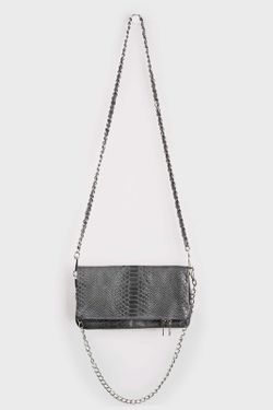 Borsa in pelle doppia catena grigia