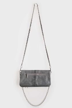 Borsa in pelle doppia catena grigia