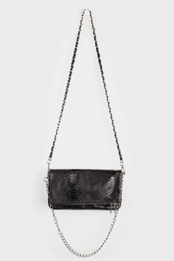 Bolso Piel Doble Cadena Negro