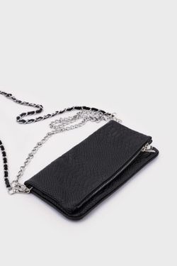 Bolso Piel Doble Cadena Negro