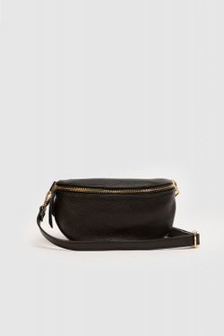 Bolso Riñonera de Piel Negro