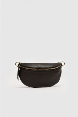 Bolso Riñonera de Piel Negro