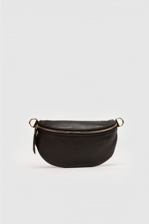 Bolso Riñonera de Piel Negro
