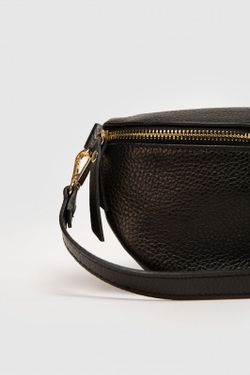 Bolso Riñonera de Piel Negro