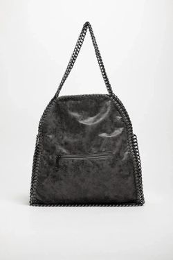 Borsa Shopper Con Catene Grigie