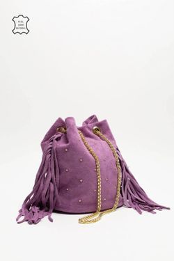 Bolso Tipo Saco Con Brillo Lila
