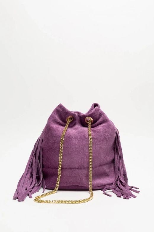 Bolso Tipo Saco Con Brillo Lila