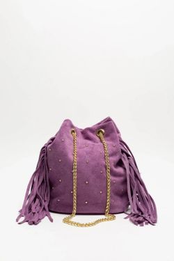 Bolso Tipo Saco Con Brillo Lila