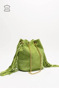 Bolso Tipo Saco Con Brillo Verde Claro