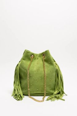 Bolso Tipo Saco Con Brillo Verde Claro