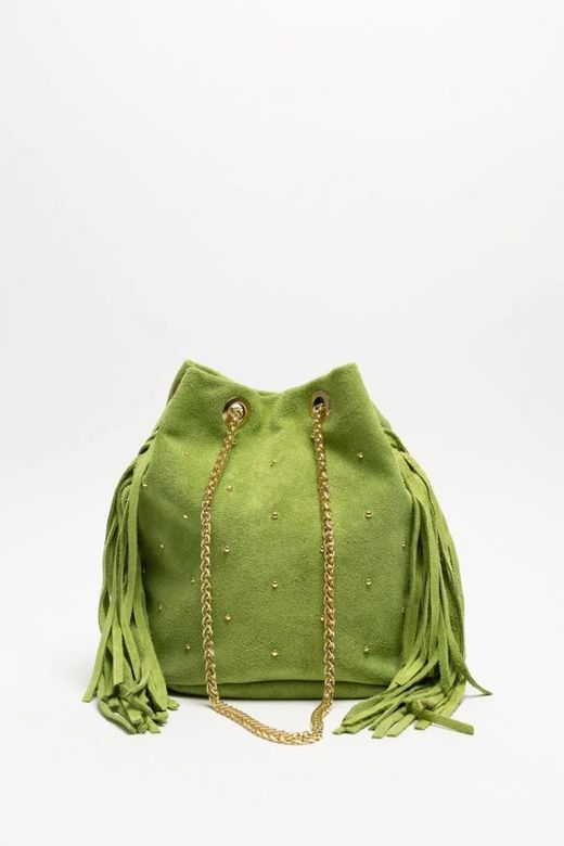 Bolso Tipo Saco Con Brillo Verde Claro