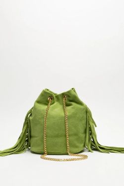 Bolso Tipo Saco Con Brillo Verde Claro
