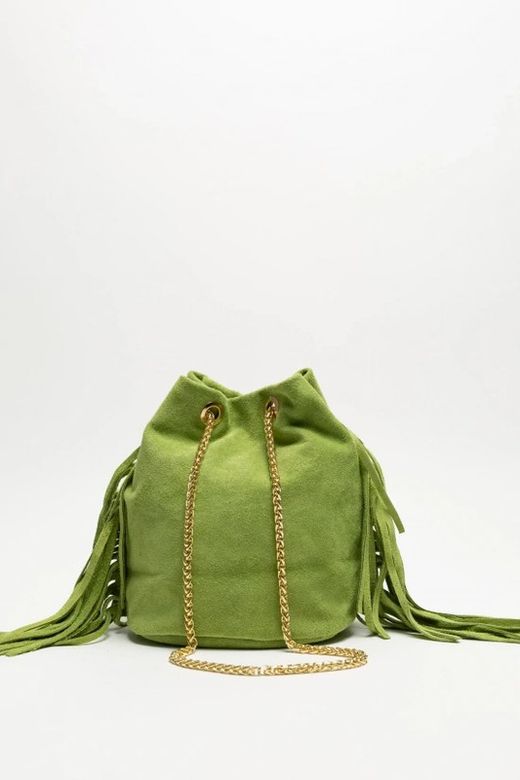 Bolso Tipo Saco Con Brillo Verde Claro