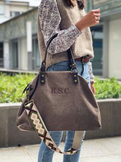 Bolso Tipo Saco De Lona Personalizable Café