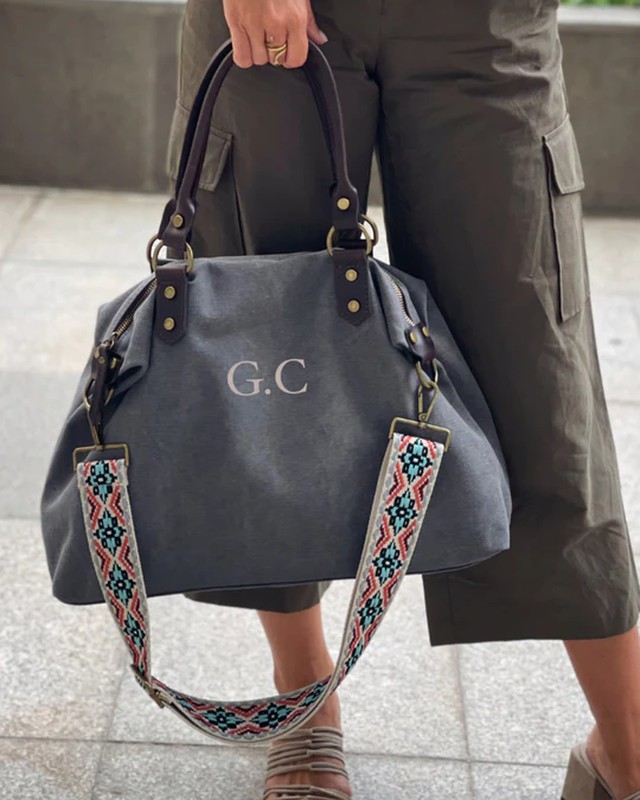 Bolso grande saco nylon gris  Complementos y accesorios de mujer