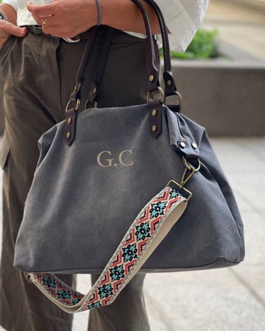 Bolso Tipo Saco De Lona Personalizable Gris