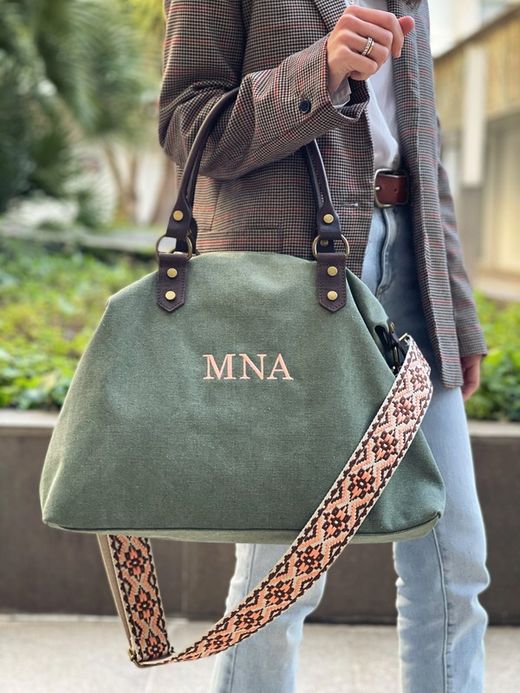 Bolso Tipo Saco De Lona Personalizable Verde Khaki