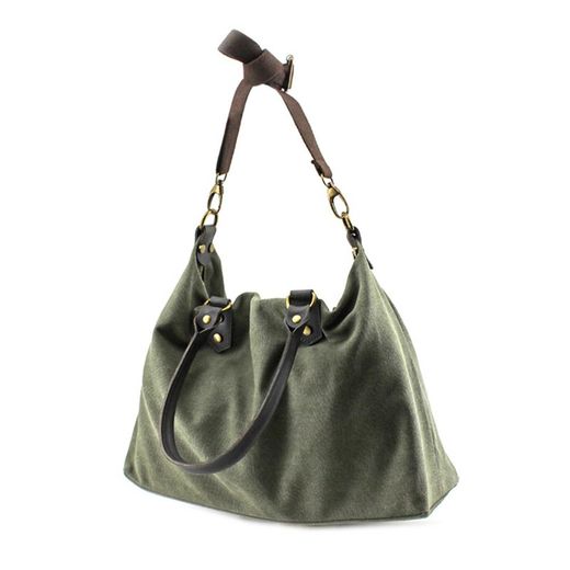 Bolso Tipo Saco De Lona Personalizable Verde Khaki