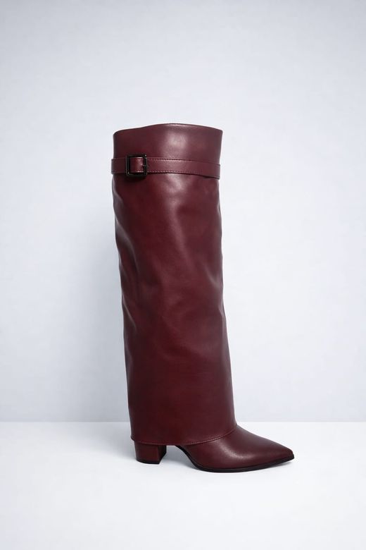 Bota Alta Luxe Para Mujer Granate