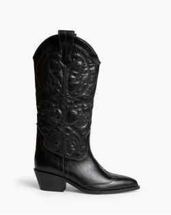 Bota Cowboy Alta Acolchada con Bordado Negro marca Corina REF. M6750