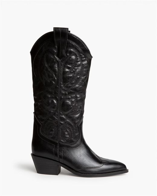 Bota Cowboy Alta Acolchada con Bordado Negro marca Corina REF. M6750