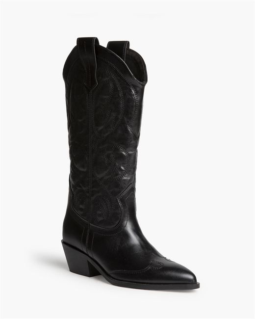 Bota Cowboy Alta Acolchada con Bordado Negro marca Corina REF. M6750