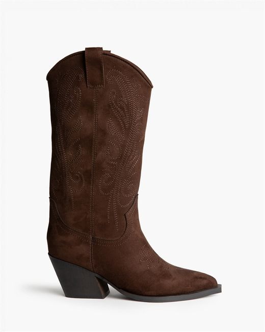 Bota Cowboy Alta con Bordado Café marca Corina REF. M6761