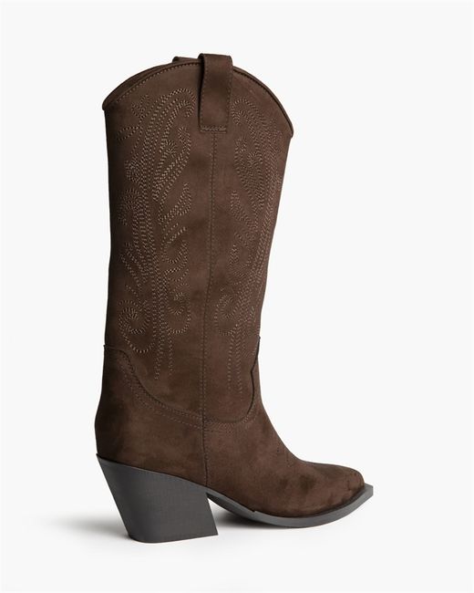 Bota Cowboy Alta con Bordado Café marca Corina REF. M6761