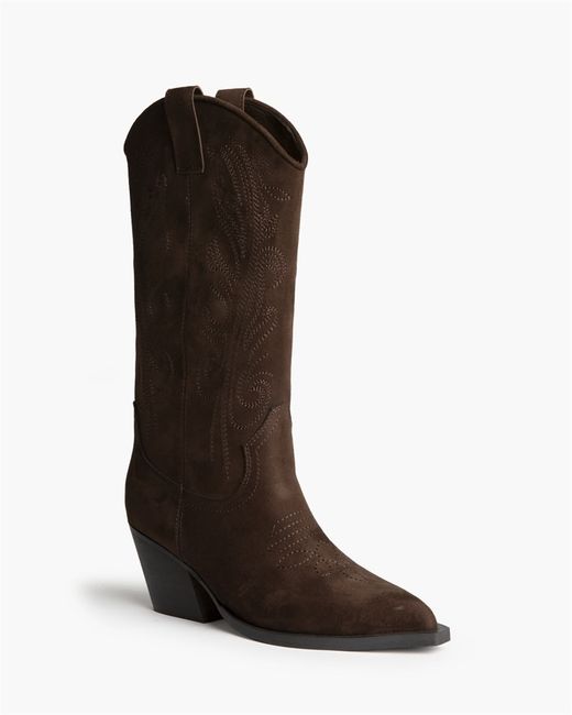 Bota Cowboy Alta con Bordado Café marca Corina REF. M6761