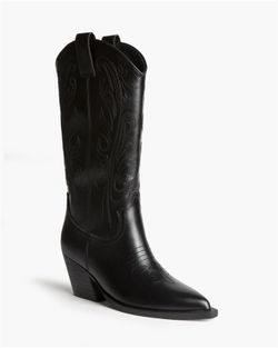 Bota Cowboy Alta con Bordado Negro marca Corina REF. M6761