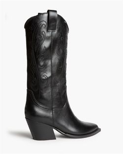 Bota Cowboy Alta con Bordado Negro marca Corina REF. M6761