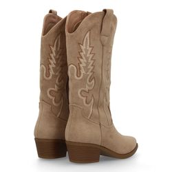 Stivale da cowboy ricamato beige