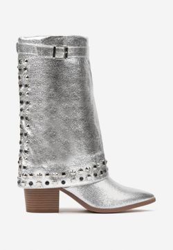 Bota Cowboy Con Tachas Plateado