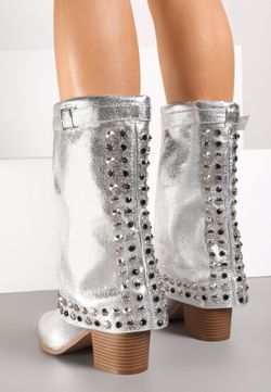 Bota Cowboy Con Tachas Plateado