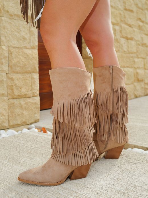 Bota Cowboy Flecos Taupe