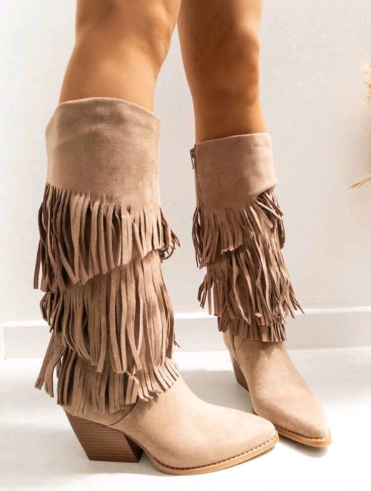 Bota de cowboy com franjas