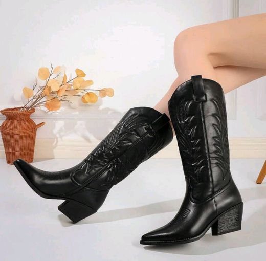Bota Cowboy Para Mujer Negro