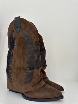 Bottes de cowboy marron à guêtres pour femmes