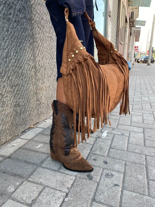 Bottes de cowboy marron à guêtres pour femmes