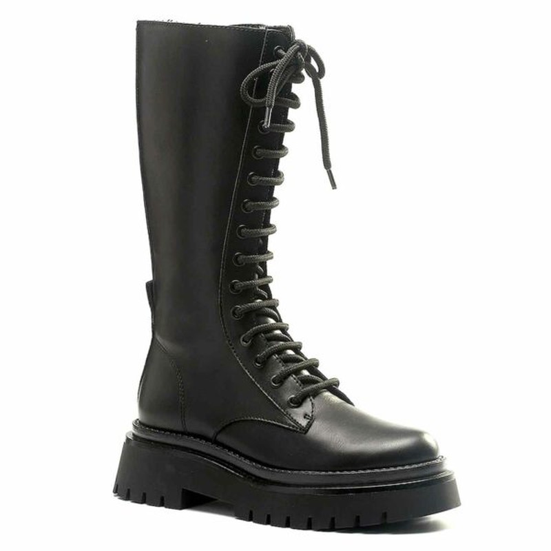 Bota Militar Con Plataforma Negro marca Corina REF M1731 — Zapatos Calzados