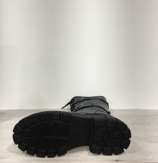 Bottes hautes noires à lacets avec poche pour femme