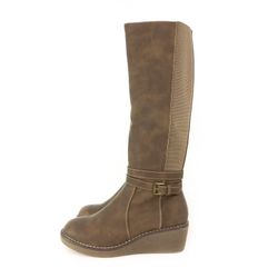Botas Altas Con Cuña Khaki