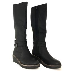Botas Altas Con Cuña Negro