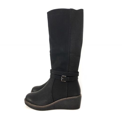 Botas Altas Con Cuña Negro