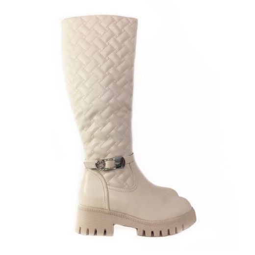 Botas Altas Mujer Acolchadas Beige
