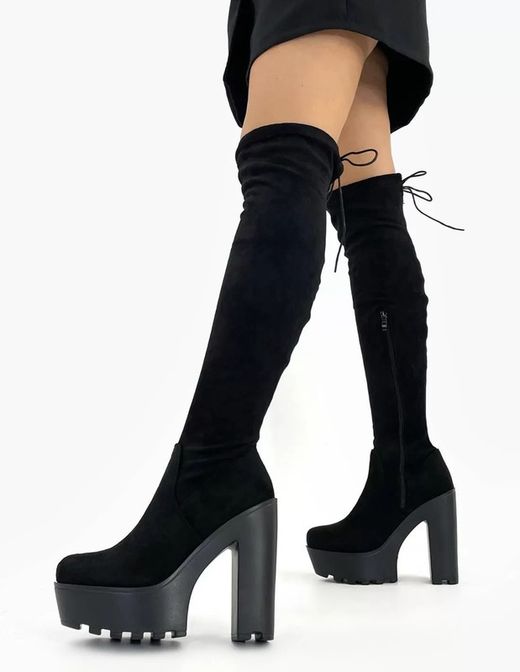 Botas Altas Mujer Por Encima De La Rodilla Con Tacón Negro