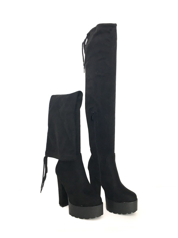 Botas Altas Mujer Por Encima Rodilla Con Tacón Negro — Zapatos Calzados Germans