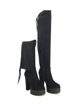 Botas Altas Mujer Por Encima De La Rodilla Con Tacón Negro