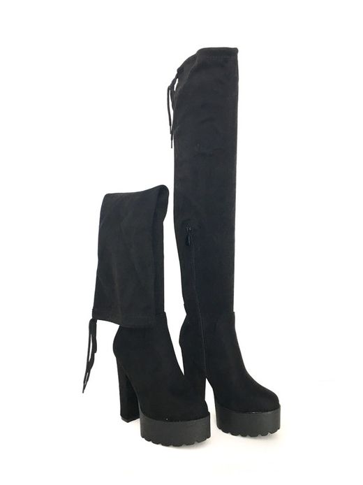 Botas Altas Mujer Por Encima De La Rodilla Con Tacón Negro